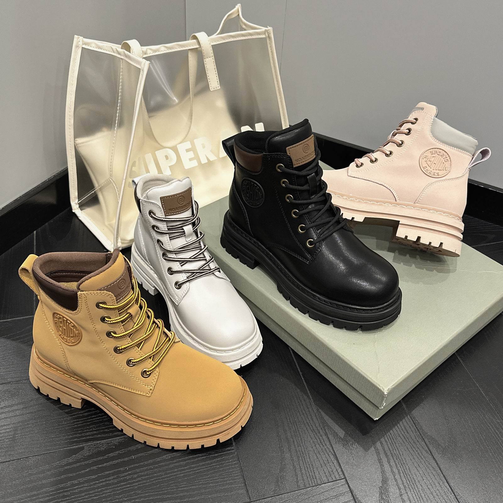 Новые туфли для женщин. Классические ботинки из натуральной кожи. Желтые ботильоны — фото 3