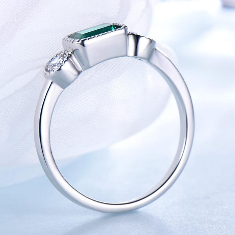 Gica Gema Solid 925 Sterling Silver Emerald  Rings For Women Sparkling Engagement Party Fine Jewelry Gift