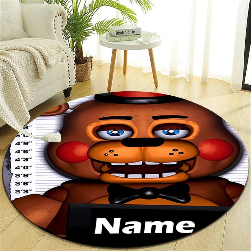 Personalized F-Freddy bear Round Chair Office Rug - Perfect for Mat, Office Chair & More - Ideal Gift for Birthdays and Holidays