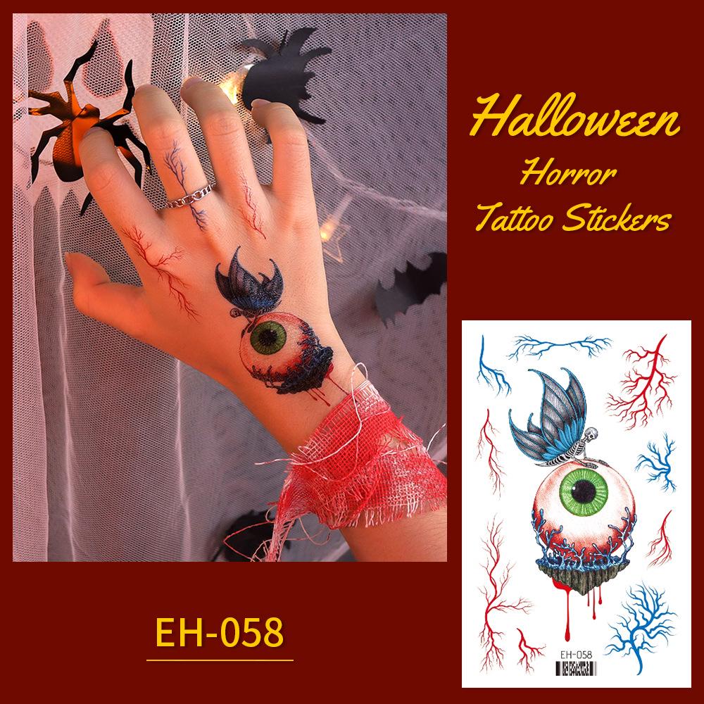 Wasserdichte Halloween-Grusel-Narben-Tattoo-Aufkleber mit Kreuzmuster für Gesicht und Arme