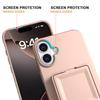 For iPhone 16 Case Skin-Touch Card Holder TPU+PC Phone Cover with Mirror Kickstand