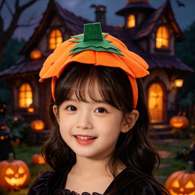 Halloween Pumpkin Headband Kids Party Costume Accessory Festive Decoration Prop
