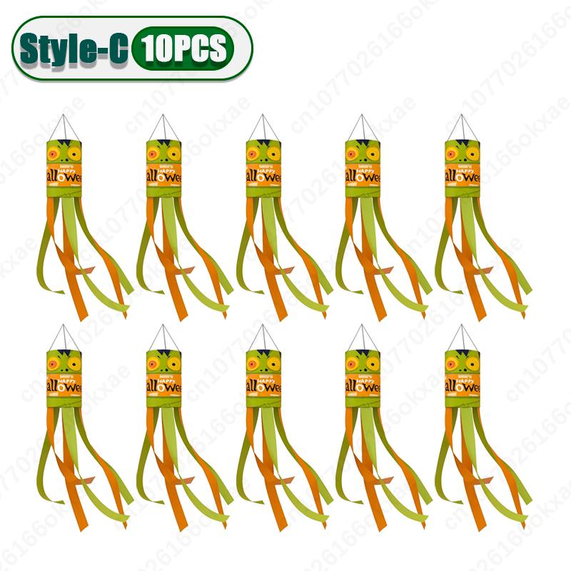 1-20PCS Halloween Ghost Windsock Flag Hanging Decor for Yard Haunted House Party Spooky Wind Sock Festival Outdoor Ornament