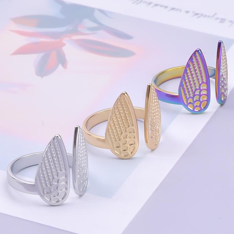1/2/3pcs Animal Ring Butterfly Cat Wings Shell Open Adjustable Stainless Steel Rings For Women Men Accessories Fashion Jewelry