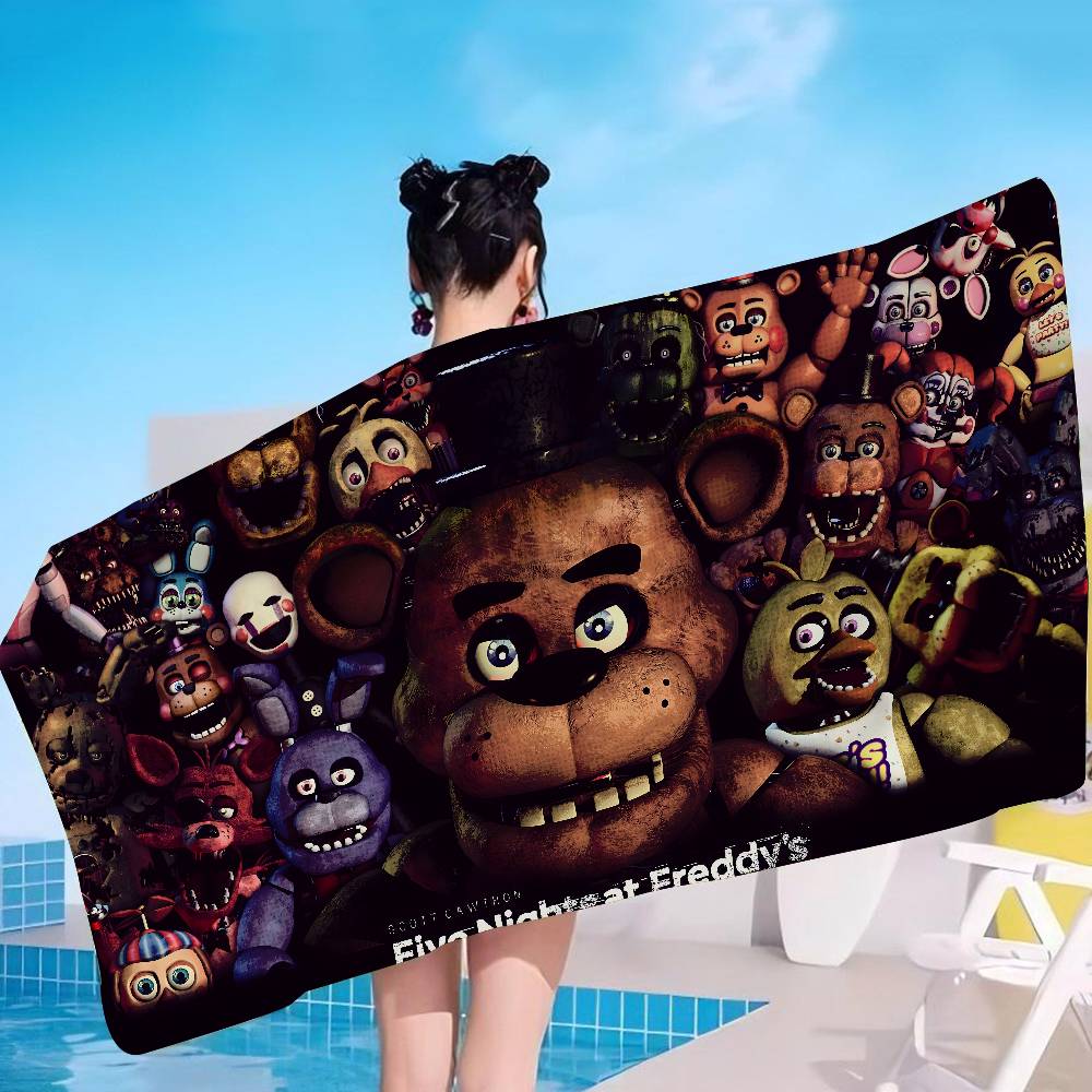 Classic F-Fnaf Horror Game Beach Towel Colorful Bath Towels For Girl Quick Dry Custom Sand Free Beach Yoga Spa Gym Pool