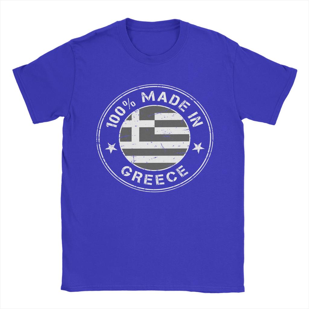 Greece greek flag TShirts for Men Crazy Pure Cotton Tee Shirt Crewneck Short Sleeve T Shirt Summer Clothes