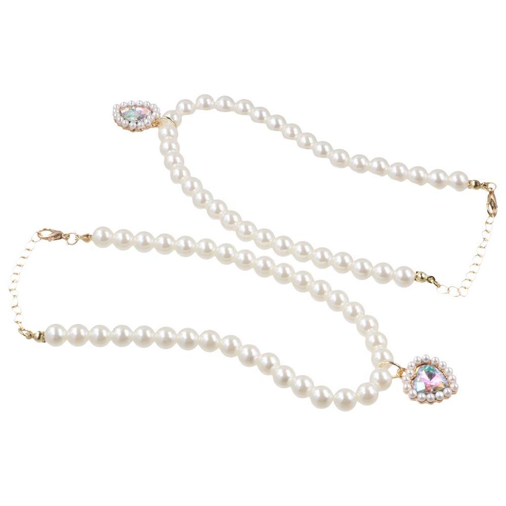 Decorative Pet Pearl Necklace Artificial Pearls/Metal Adjustable Pet Bling Princess Collar Colorful Rhinestones Cat Collar