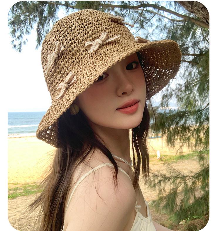 Damski składany, oddychający słomkowy kapelusz przeciwsłoneczny z szerokim rondem na letnie podróże i wakacje