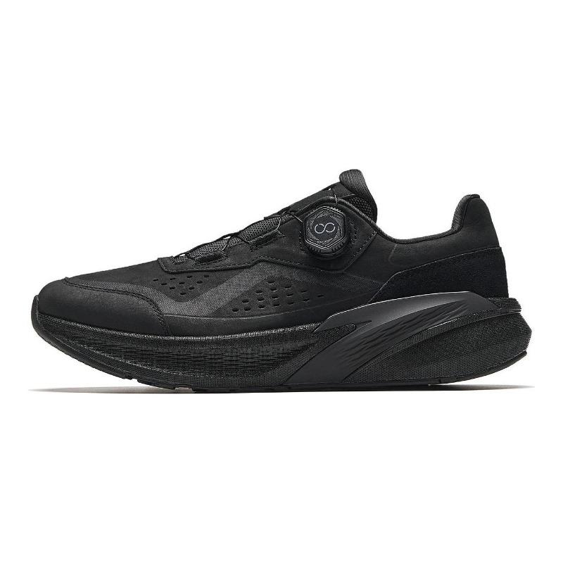 Anta Men s Genuine Leather BOA Knob Top-Grain Nubuck Cushioned Breathable Training Shoes Basic Black 912547703-2 39