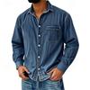 Spring Autumn Men's Denim Shirts Safari Style Vintage Long Sleeve Cotton Solid Casual Shirt