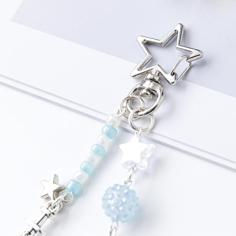 Cute Dolphin Pearls Pendant Keychain Beaded Mobile Phone Chain Sweet Exquisite Backpack Decoration Accessories Gifts