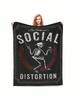 Jauki Social Distortion Muzikos Grupės Antklodė Daiktų Kambario Dekoratyvinė Skeleto Mėtoma Antklodė Lengva Plono Velveto Biurui