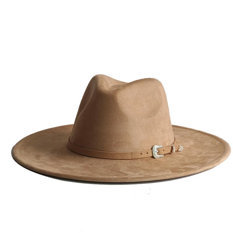 Classic Camel Suede Hat Wide Brim  New Fedora Hat Men Women Autumn Winter Felt Hats Classic Church Fedoras Chapeau Sombrer