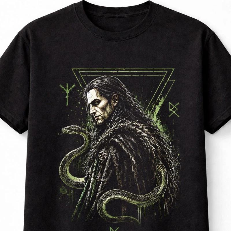 Loki Norse God Viking Mythology Serpent Runes Unisex TShirt S