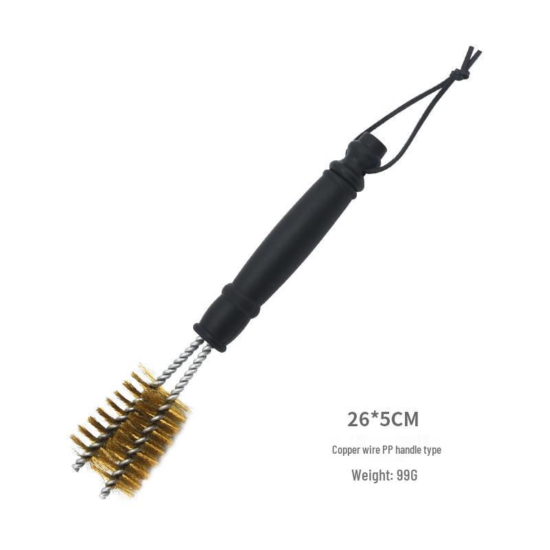 ZISIZ Double-Headed Wooden Handle BBQ Brush