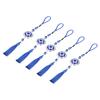 5Pcs Evil Eye Pendant Coloured Glaze Blue Tassel Exquisite Design Good Luck Evil Eye Decor for Room CarRound