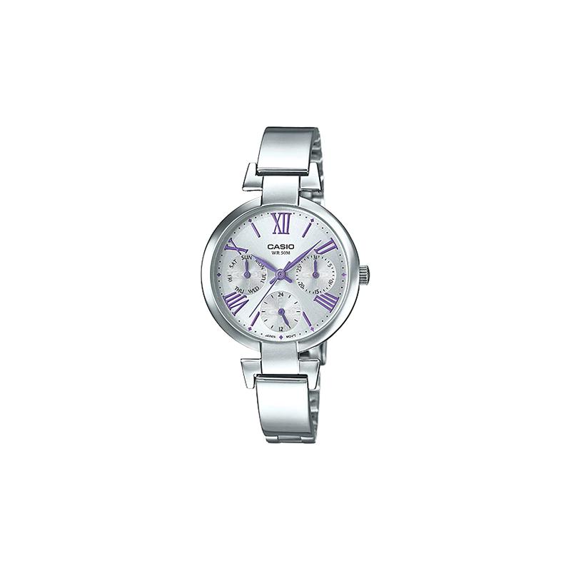 

Casio waterproof 50 meters, quartz movement, stainless steel strap, Japanese and Korean watch, women s watch, silver dial LTP-E404D-6A срібний