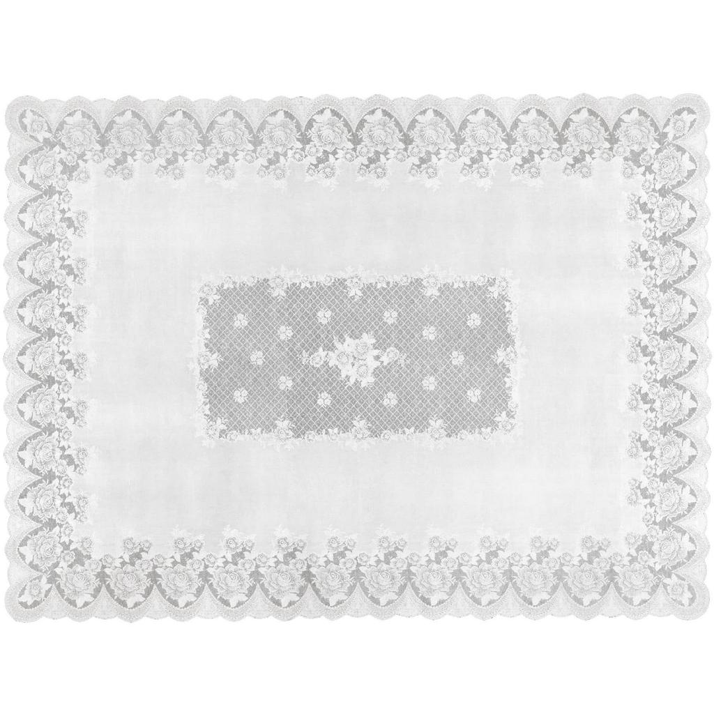 Tablecloth Made In Japan Vinyl Rectangle Water Repellent Waterproof White Stylish Rose Lace Dirt Easy To Wipe M 120 X 150 Cm