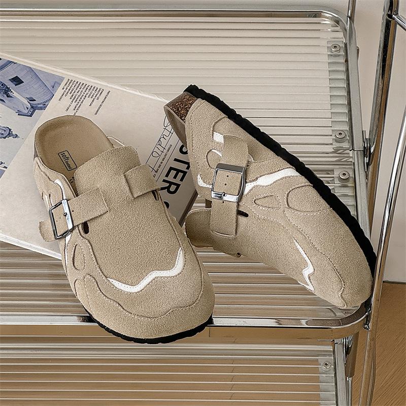 Cork Mules Slippers Men Women Close Toe Slippers Home Shoes Clogs Vintage Muller Slippers Arch Support