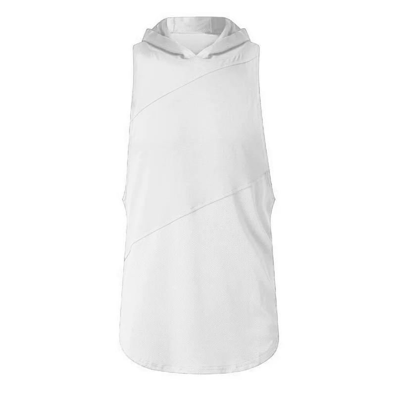 Muscleguys Running Hooded Vests Summer Mens Gym Clothing Cotton Patchwork Mesh Fitness Sleeveless Shirt Bodybuilding Stringer Tank Tops