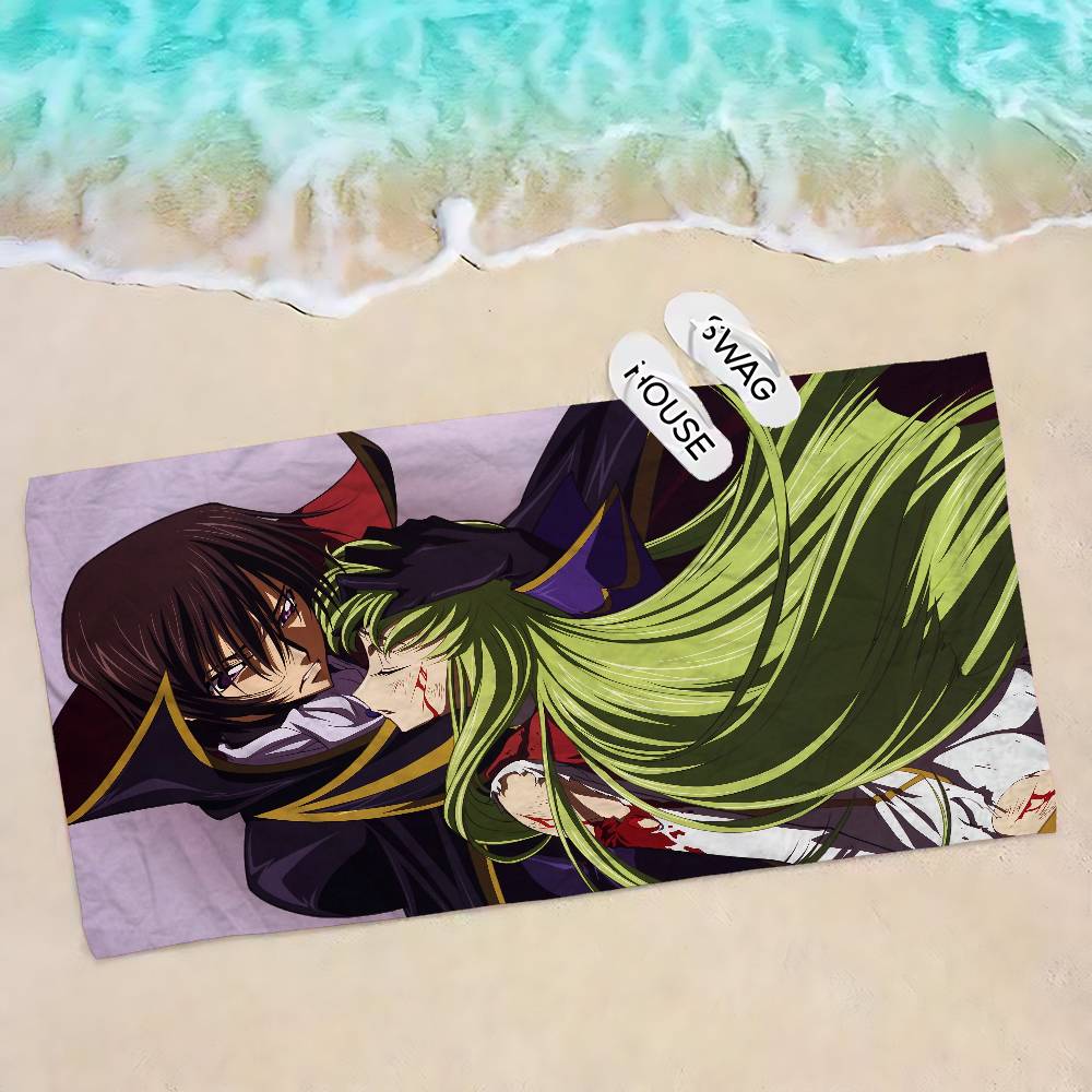 Anime Code G-Geass Bath Towel Microfiber Soft Water Absorbing Breathable For Girl Kids Decorative Cartoon Beach Towel