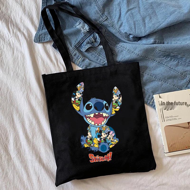 Lilo & Stitch Print Canvas Shoulder Backpack and Shopping Bag