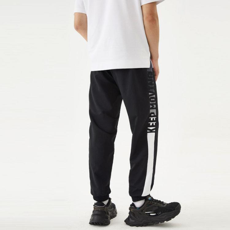 Anta Logo Letter Print Color Block Sports Pants Men Pants Black 152138506-1