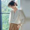 Summer New Style Korean Version of the Wild Loose V-neck Five-point Sleeve Shirt, Elegant Temperament Ladies Shirt Top