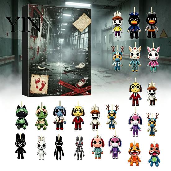 Calendario de Adviento Hospital de Animales de Terror Halloween 2026, Cuenta Atrás Sorpresa de 24 Días con Piezas Misteriosas, Adornos Acrílicos, Figuras Coleccionables