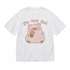 Women's Comfy Slight Stretch Classic T-Shirt Animal Drink Design Printed Tee