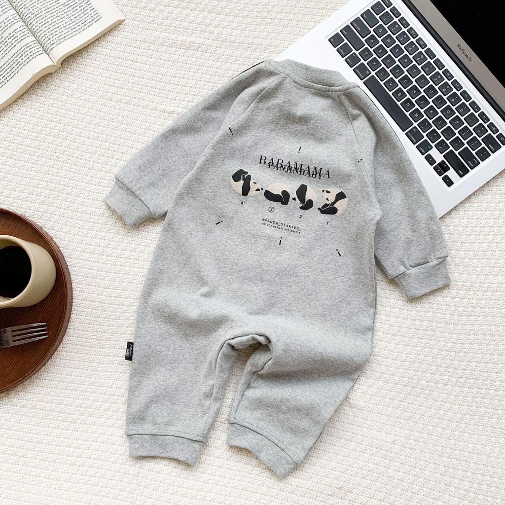 Baby Cotton Romper: Panda Long Sleeve Onesie for Infants and Toddlers