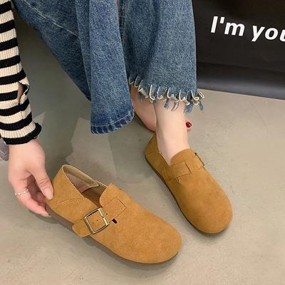 Modische braune flache Schuhe für Damen Retro Frühling und Herbst 2024 Neue Slipper Schuhe Rutschfeste modische Schuhe mit weicher Sohle Größe 35-40