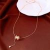 Elegant Gold Plated Zircon Geometric Gourd Pendant Necklace For Women Winter Layering 48cm Long Neck Chain