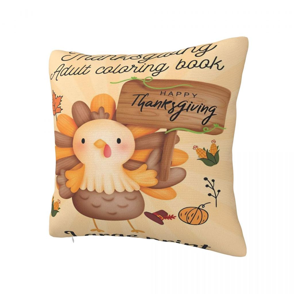 Thanksgiving Day Turkey Pillow Cushion Cover Square Design Pillow Cover Cute Funny Pillowcases For Office Car Home Decorative