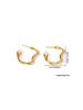 Gold C-Shaped Round Hoop Earrings with Bright Surface, French Light Luxury, High-End Stainless Steel