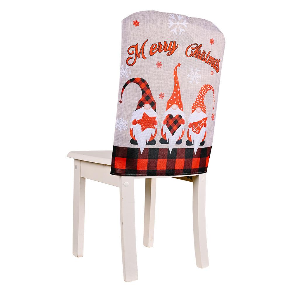 Old Forest Whimsical Man Theme Christmas Chair Cover In Stylish Checkered Patterns For Holiday Festivities