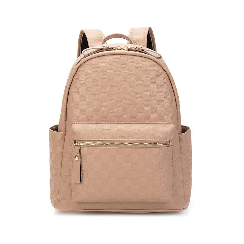 Women s backpack new style simple and fashionable large capacity student backpack checkered pattern embossed design trendy хаки 2470₽