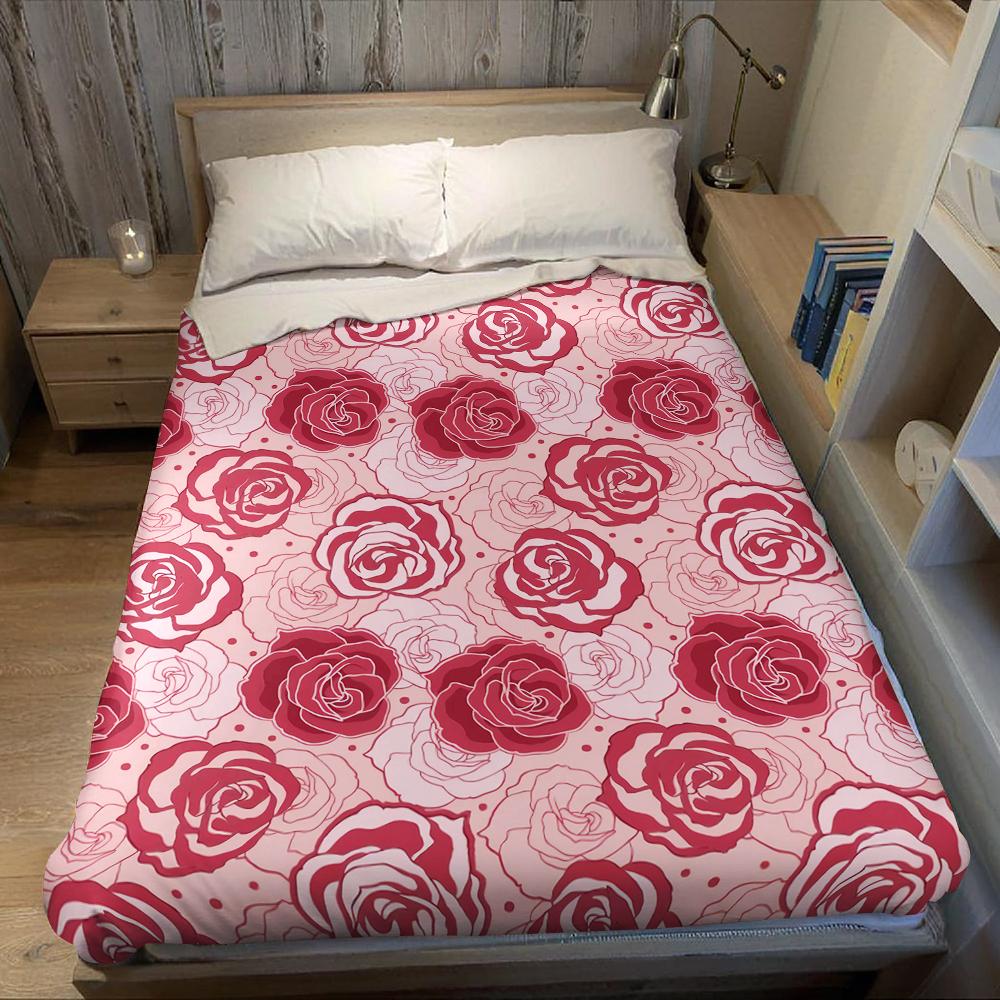 Blush Rose Flannel Blanket Warm Soft Halloween Christmas Couch Warm Cozy Decorative Decor Gift for All Season