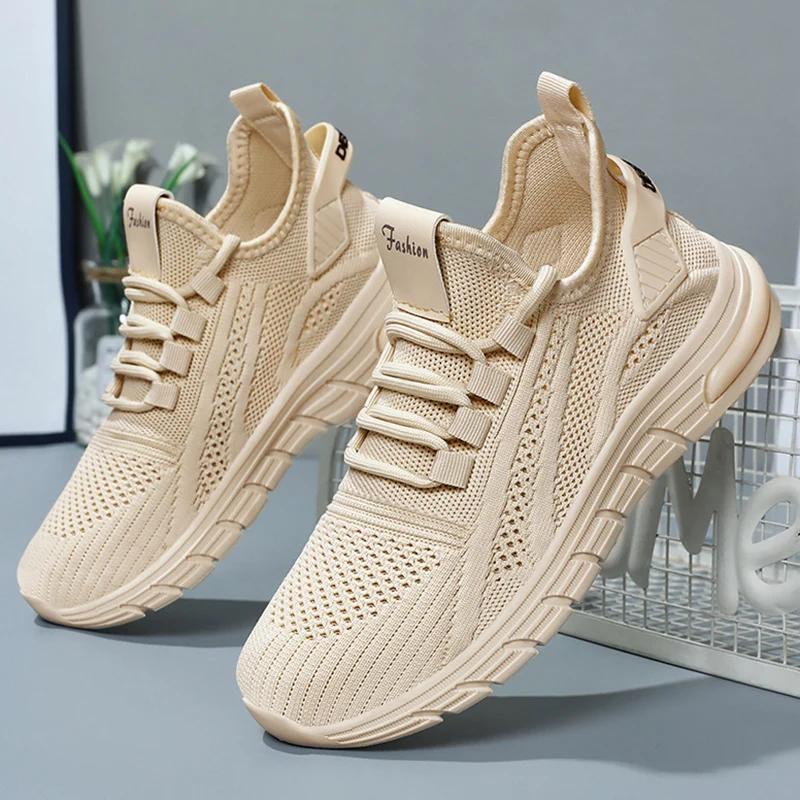Breathable White Sneakers For Women Soft Sole Lace Up Casual Sports Shoes Woman Comfortable Mesh Walking Shoes Female
