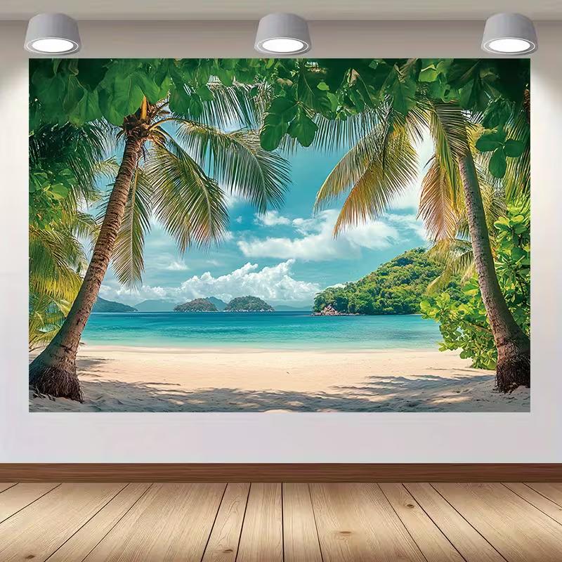 2D Printing Tropical Jungle Tapestry, Green Leaves & Bird of Paradise Wall Decor