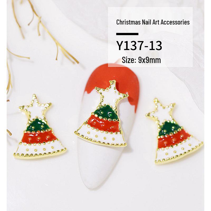 Christmas Alloy Nail Art Decor: Cartoon Santa, Bells, Reindeer, Snowflakes & Rhinestone Accessories