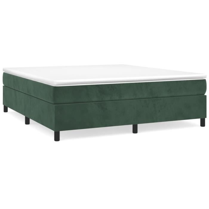 3144702 vidaXL Lit à sommier tapissier et matelas Vert foncé 200x200cm Velours