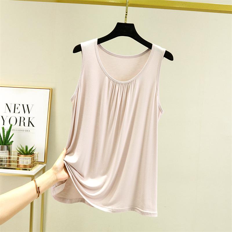 Home vest women's summer thin large size loose sleeveless top casual round neck inner suspender bottoming shirt