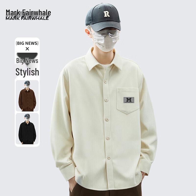 Mark Fairwhale Men s Letter Print Loose Fit Overshirt XXL