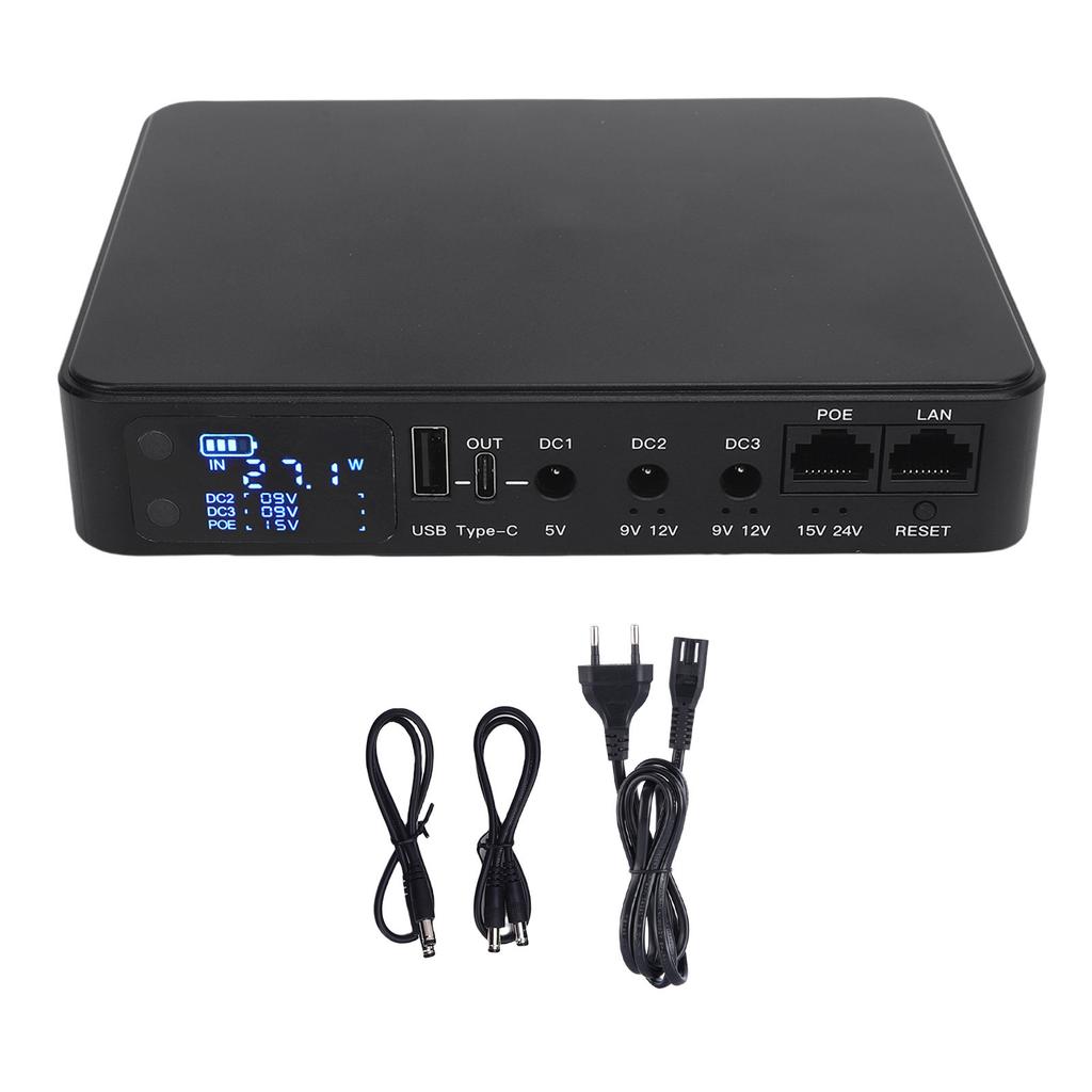 UPS Battery Backup 9000mAh POE 15V 24V USB 5V 9V 12V Output UPS Uninterruptible Power Supply for Camera EU Plug