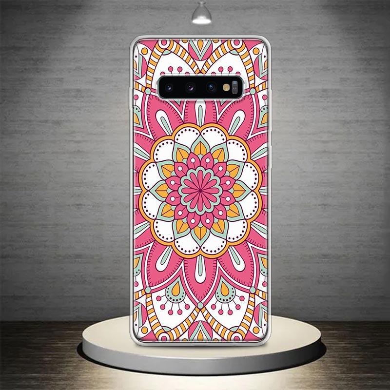 Totem Mandala Colorful Flower Phone Case Shell for Samsung Galaxy S22 S23 S24 S25 Ultra S21 FE S20 Plus S10 + S25Edge Soft Patte