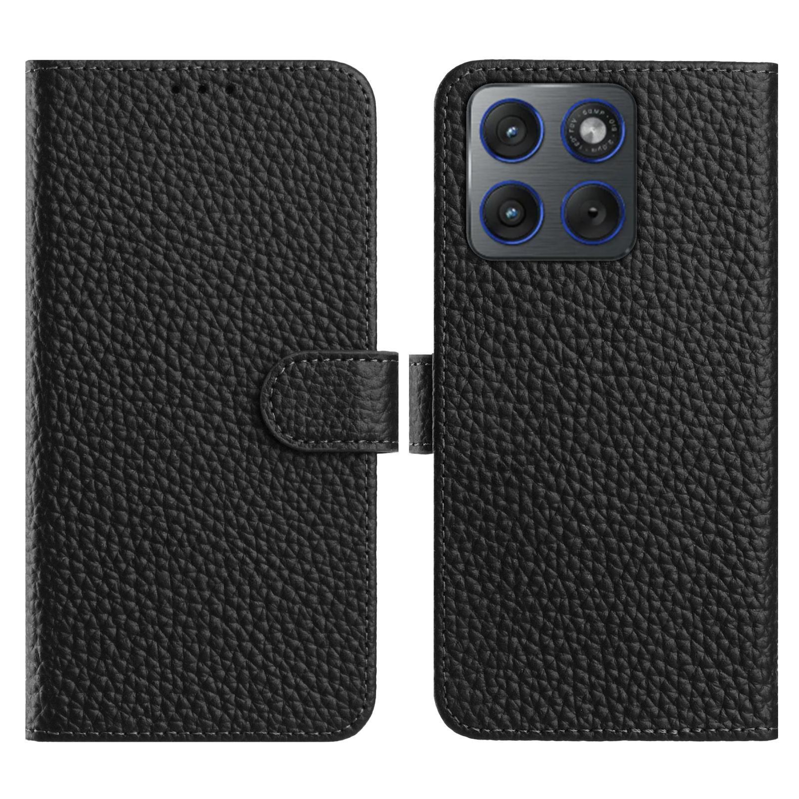 

For Motorola Edge 70 5G Case Wallet Stand Litchi Texture Genuine Cow Leather Flip Phone Cover