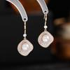 Natural Freshwater Pearl Geometric Earrings for Women Pendientes Micro Pave Cubic Zirconia Earring Designer Fashion Jewellery