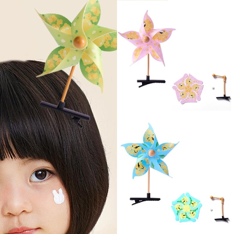 DIY Crafting Windmill Hair Clip Easy To Assemble Creative Hairpin Plastic Alloy Hairpieces Fashion Hair Accessories