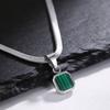 Geometric Square Natural Stone Pendant Necklace for Men, Gold Silver Color Stainless Steel Blade Chain, Trendy Jewelry Gift